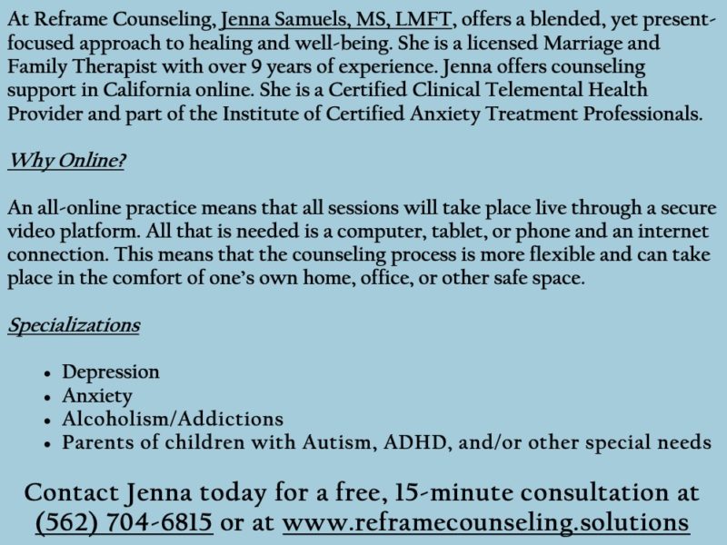 Jenna Samuels of Reframe Counseling